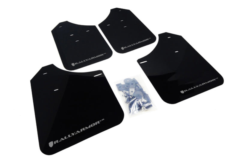 Rally Armor, Rally Armor Black UR Mud Flap Silver Logo Subaru WRX 2002-2007 / STi 2002-2007 | MF1-UR-BLK/SIL