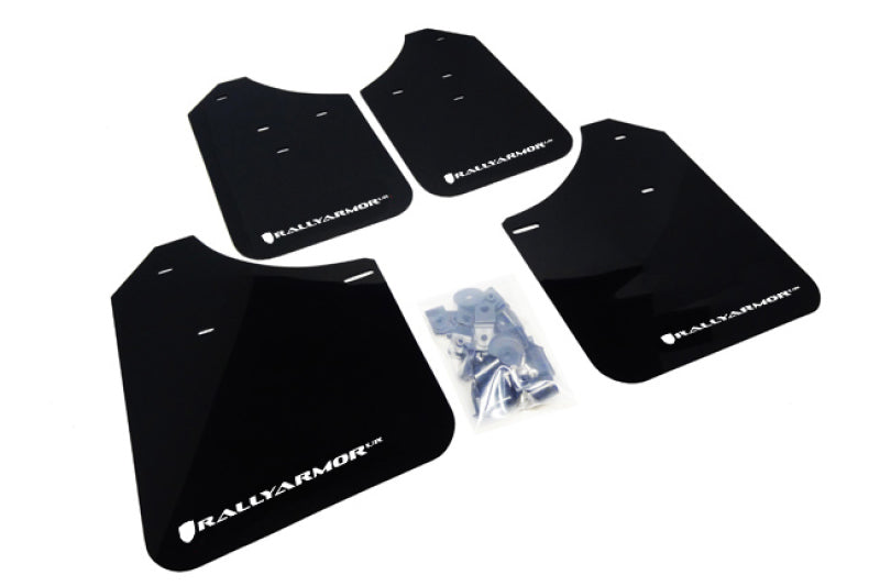 Rally Armor, Rally Armor Black UR Mud Flap White Logo Subaru WRX 2002-2007 / STi 2002-2007 | MF1-UR-BLK/WH