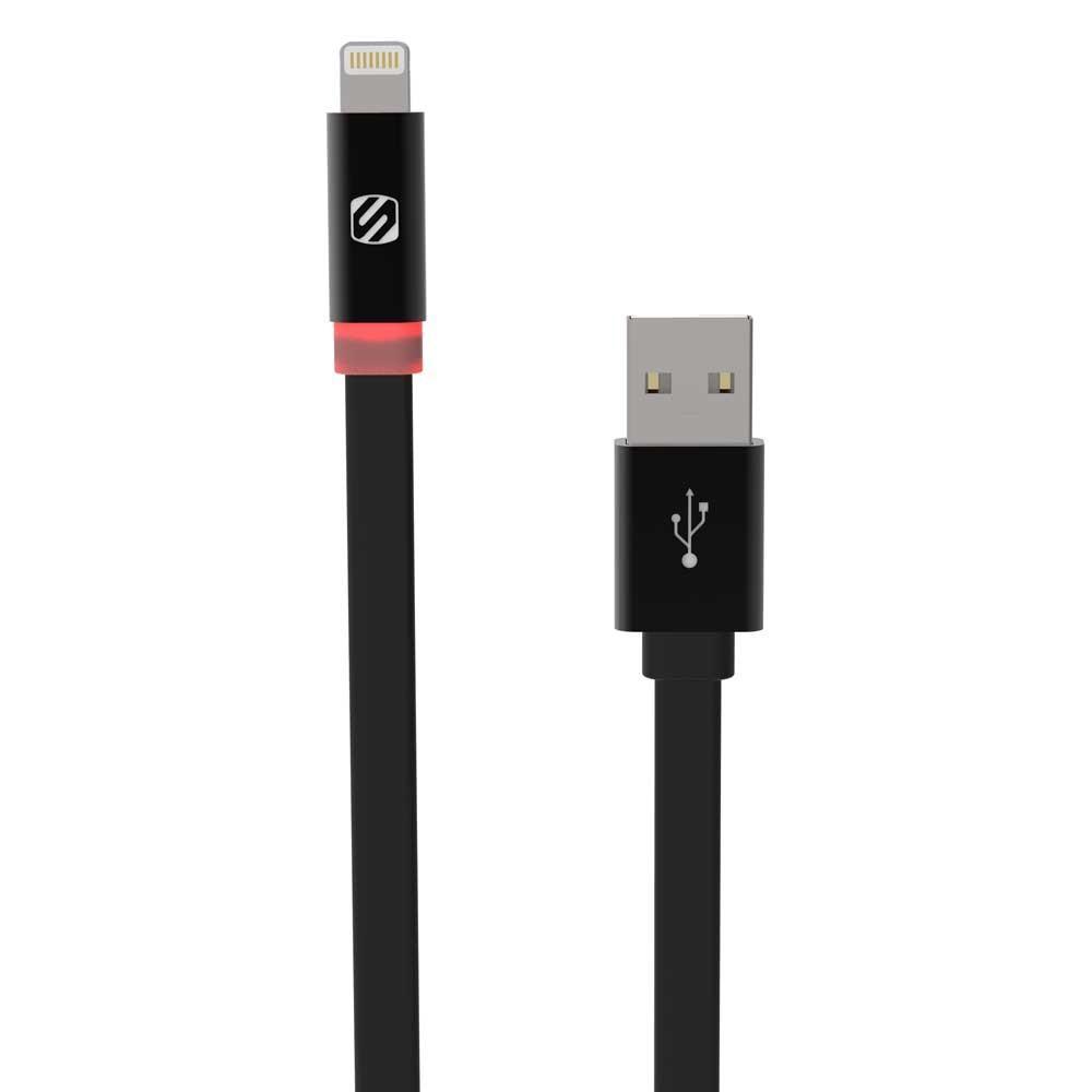 Scosche, Scosche FlatOut Lightning to USB Cable w/Charge LED 3ft Black - Universal