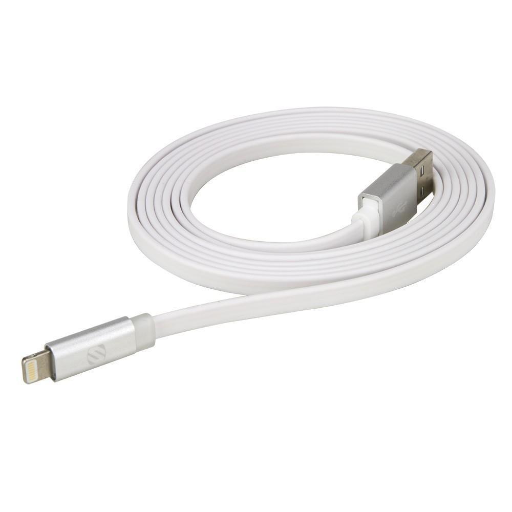 Scosche, Scosche FlatOut Lightning to USB Cable w/Charge LED 3ft White - Universal